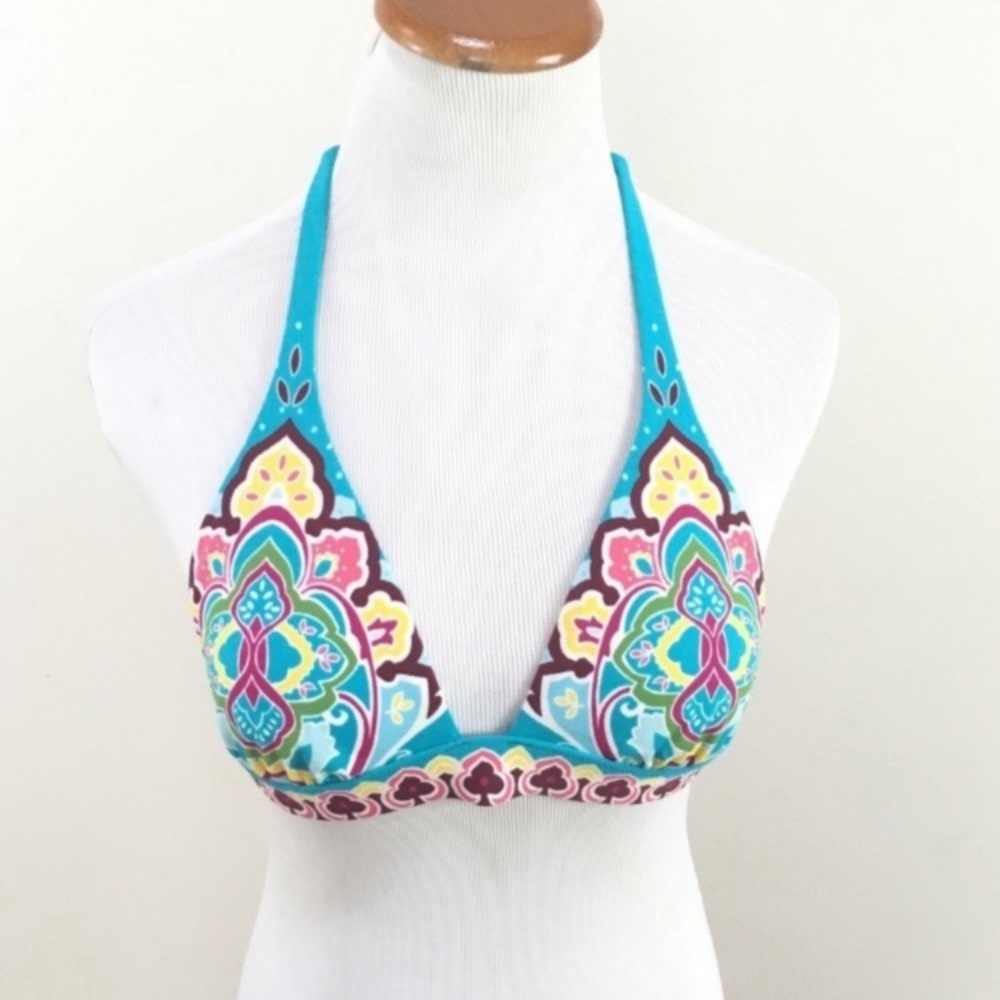 Victoria’s Secret‎ VS Bikini Pattern Halter Top Blue Paisley Women’s Sz Small